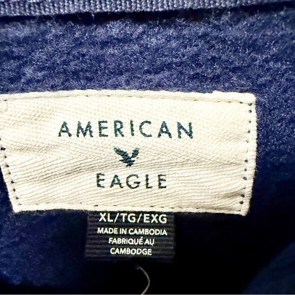 American Eagle Men’s Hoodie XL Eagle Logo Navy Pullover NWT - Picture 3 of 5